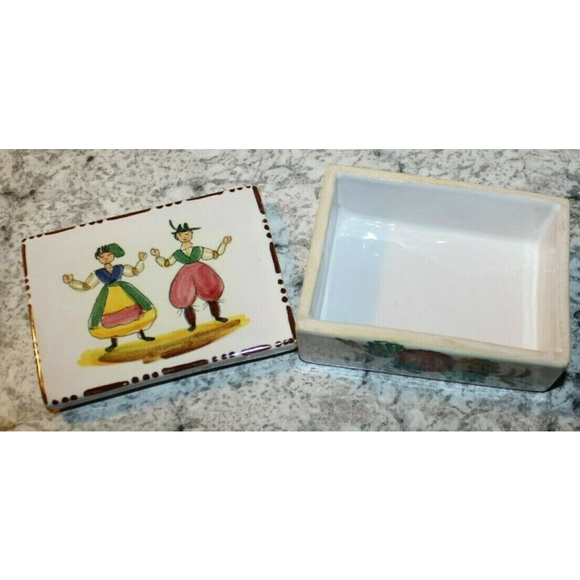 Vintage Hand Painted Trinket Box Dutch Couple Ceramic Excellent Cond. - Picture 8 of 9